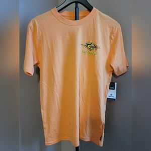 Rip Curl Kids Short Sleeve Tee in Peach Orange with Yellow Logo